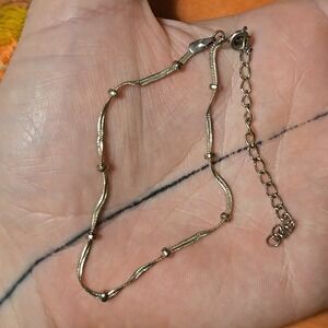 Sterling Silver 925 Beaded Snake Chain Bracelet 7 Inch Adjustable Extender Boho‎